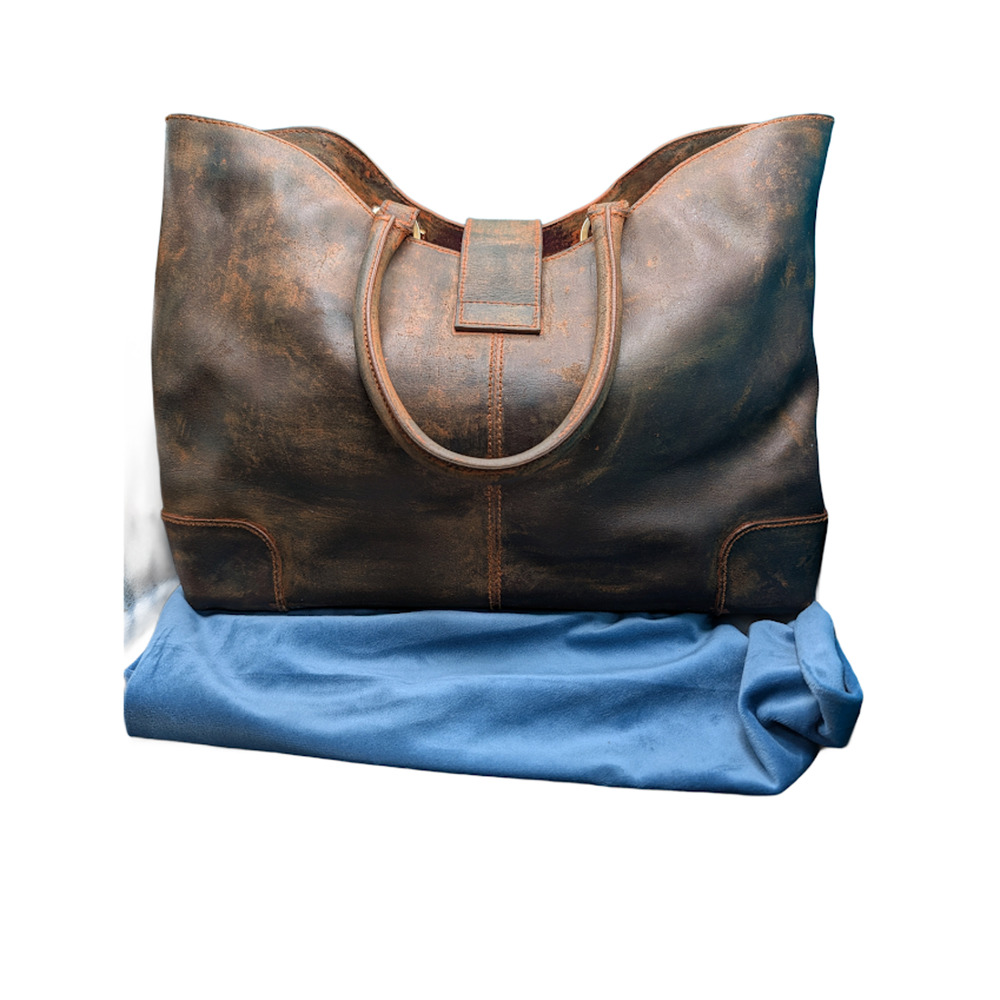 Fendi Shoulder Tote Brown Coated Canvas Distressed Finish Stabilized Vintage - Picture 7 of 14